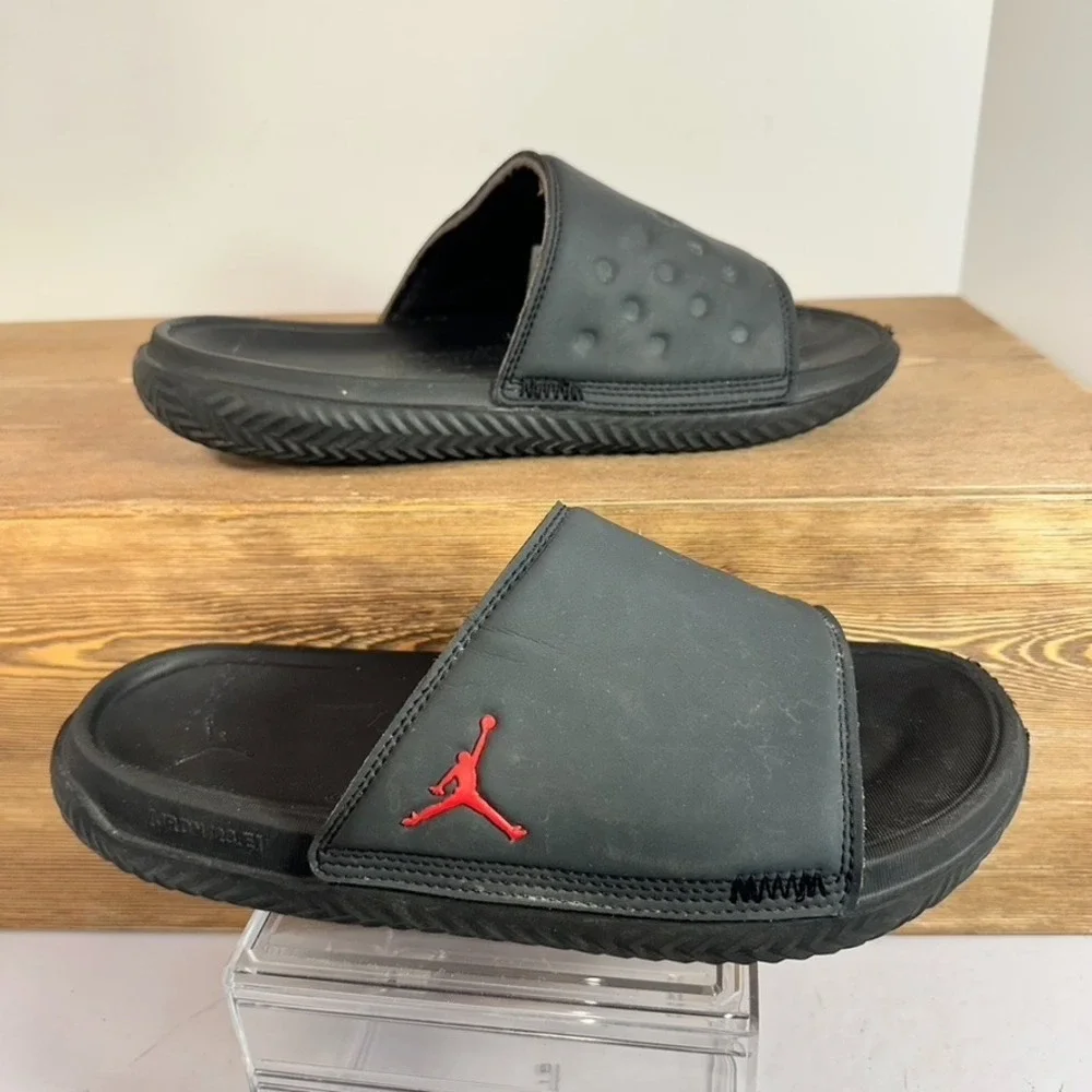 Nike Jordan Play Slide Sandal Mens 9 Black Anthracite Athleisure Red DC9835-061